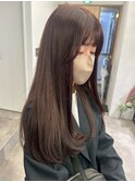 ブリーチなし暖色カラーピンクブラウン＊ロングレイヤーカット