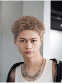 渋谷スパイキーショートパーマメンズショートブリーチWカラー