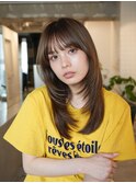 韓国/顔周りレイヤー/ダブルカラー/ベージュ/前髪新潟長岡宮関