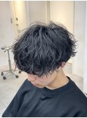 緩め波巻きパーマウラウンドマッシュシャドウ【下北沢/メンズ】