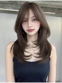 アッシュブラウン　レイヤーカット　シースルーバング　MEI