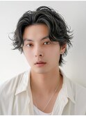 メンズソフトツイスパ×毛流れニュアンスパーマセンターパート