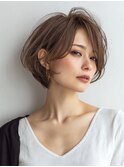 白髪ぼかし脱白髪染め似合わせショートボブ40代50代60代