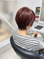 ニコヘアデザイン(nico hair design)&nbsp;【丸みショート】コーラルピンク/ショート/艶カラー