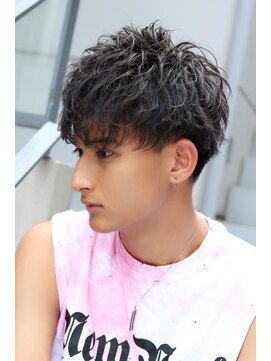 ネイビー(NAVY) ツーブロックパーママッシュ 爽やか 軽め