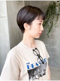 オン眉ショートショートボブ黒髪暗髪スリークベリーショート
