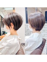 アヴァロン(AVALON)&nbsp;絶壁解消×マロンベージュ×40代×前髪長め大人ショートボブ永