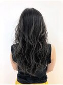 デザインカラーレイヤーカットウェットヘアオリーブベージュ