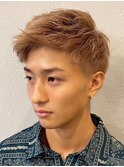 ba792ブリーチオンカラーツーブロック刈り上げ束感アップバンク