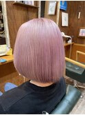 ボブヘアブリーチカラーペールピンク