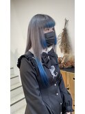 シルバーグレー×ブルーデザイン/グレーベージュレイヤーロング