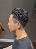 ビジネスツーブロックパーマ ベリーショート オールバック