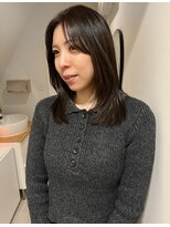 小顔前髪顔まわりレイヤー×グレージュカラー デザインカラー