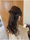 横浜駅│結婚式お呼ばれヘアセット＊編み込みハーフアップ