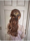 ゆるふわハーフアップ/ナチュラルウェーブ/大人かわいい/結婚式