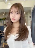 美髪レイヤーカット/顔まわりレイヤー/韓国ヘア/ハッシュカット