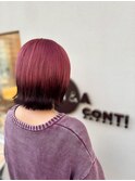 艶映えカシスピンク切りっぱなしボブ