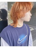 オレンジ×ウルフカット