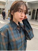ミルクティーアッシュ/耳かけ切りっぱなしボブ◎20代30代