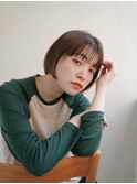 ミディアムヘア/斜めバング/グレージュカラー/甲府駅