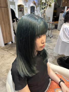 ナルヘアー 越谷(Nalu hair) モスグリーン/ブリーチカラー/グリーンカラー