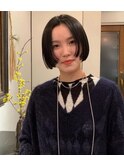 前上がりボブ／黒髪ボブ/20代30代40代