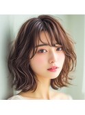 くびレイヤーエモージュオリーブベージュレイヤーカットミディ