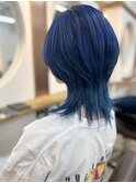 青髪×ウルフヘア