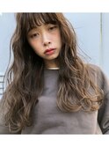 アッシュブラウン透明感☆くせ毛風ロング
