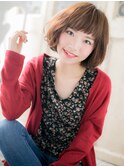 *mod's姪浜*…大人可愛いオン眉チェリーブラウンくせ毛風ボブe
