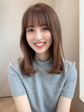 シルクレイ 吉祥寺店(Silk-lei) 小顔外ハネセミディくすみベージュ 20代30代/Silk-lei吉祥寺