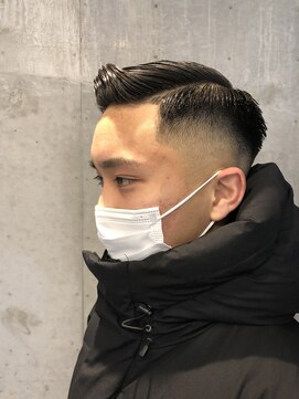 グッドプレイスアンドシング(Good Place&thing) メンズ刈り上げ短髪七三分けハードパートスキンフェードバーバー