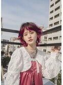 インナーカラー/デザインカラー/ピンク/ウルフカット