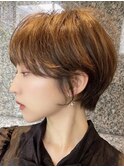 大人ショートボブ丸みショートカットマッシュショート前髪あり