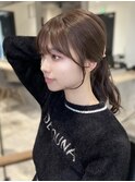 韓国風巻き 顔まわりフェイスレイヤー くすみベージュおくれ毛