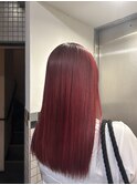 髪質改善ケアブリーチ暖色赤カラー10代20代透明感