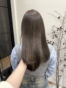 esu西梅田/髪質改善/韓国/ダブルカラー/イルミナカラー/顔周りカット【エス】 オリーブグレージュ/ブリーチなしカラー