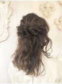 結婚式 二次会 パーティー ヘアセットヘアアレンジハーフアップ