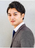 ビジネスマットショートレイヤーかき上げパーマトランクスヘア