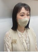 オン眉×切りっぱなしボブ