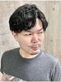 くるくるパーマツーブロック/ショート/直毛/くせ毛風パーマ/黒髪