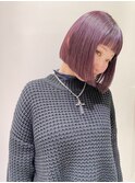 ピンク×ラフボブ