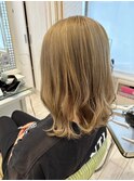大人美人艶カラーベージュ小顔カット透明感レイヤーロング