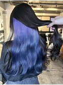 ◯アクセントカラーインナーカラーブルーアンブレカラー大人女子
