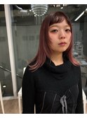 似合わせ顔周りカット/デザインカラー/ピンクベージュ