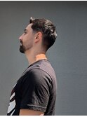 ブルーブラックスパイキーショートアップバング短髪メンズ