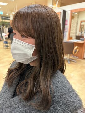 美容室ヒラトヤ 仙北店 20代30代40代シースルーバングヘア×ショコラアッシュ