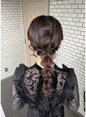 編みおろし ゆるふわヘア ヘアセット 参列ヘア デートヘア