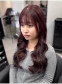 【顔周り似合わせカット】姫カットレイヤー/チェリーレッド