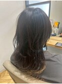大人可愛いくびれバタフライカット×ナチュラルブラウン艶カラー